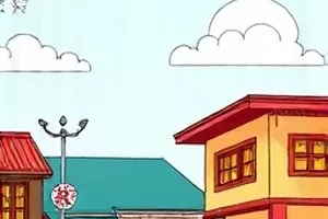 第七个夏天横版剧照，海边小卖部门口的风扇与汽水箱